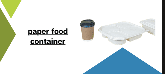 Paper food containers with lids and takeaway coffee cup for meal packaging